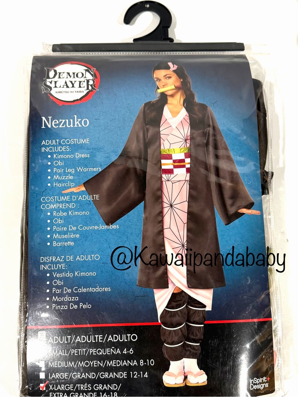 Demon Slayer Nezuko Adult Costume - Pink & Black Kimono Set